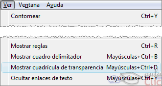 Menú Ver --> Mostrar cuadrícula de transparencia