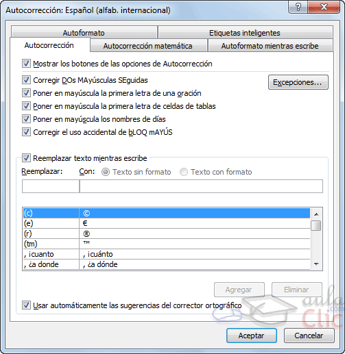 Diálogo autocorrección