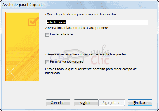 Asistente para b&uacute;squedas - Etiqueta