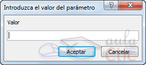 Cuadro de di&aacute;logo - Introduzca el valor del par&aacute;metro