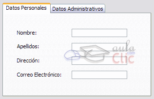 Ejemplo de control de pesta&ntilde;a con dos pesta&ntilde;as: Datos personales y Datos administrativos