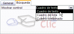Pesta&ntilde;a B&uacute;squeda - Mostrar control
