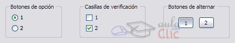 Ejemplo de botones de opci&oacute;n, casillas de verificaci&oacute;n y botones de alternar