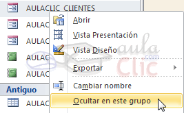 Ocultar objeto - men&uacute; contextual