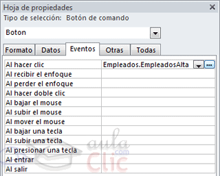 Propiedades - Pesta&ntilde;a eventos