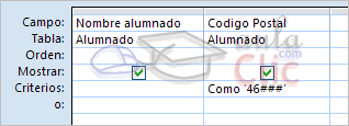 Consulta donde Codigo Postal tiene como criterio Como '46###'