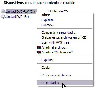 Propiedades de la grabadora