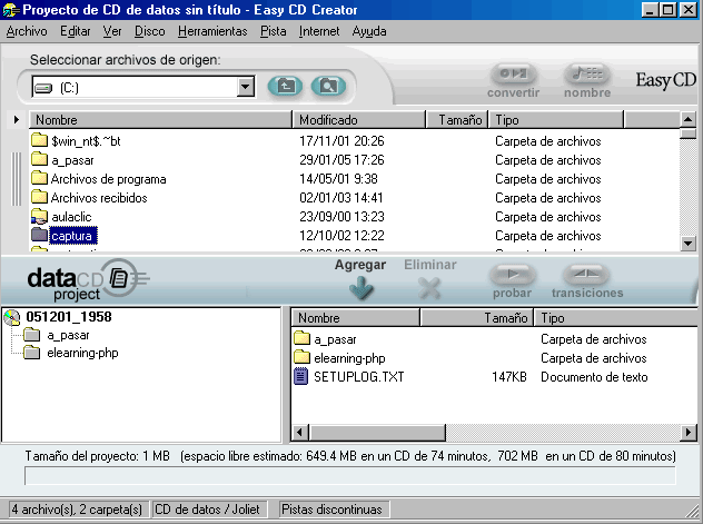 Pantalla para a&ntilde;adir datos a la grabaci&oacute;n