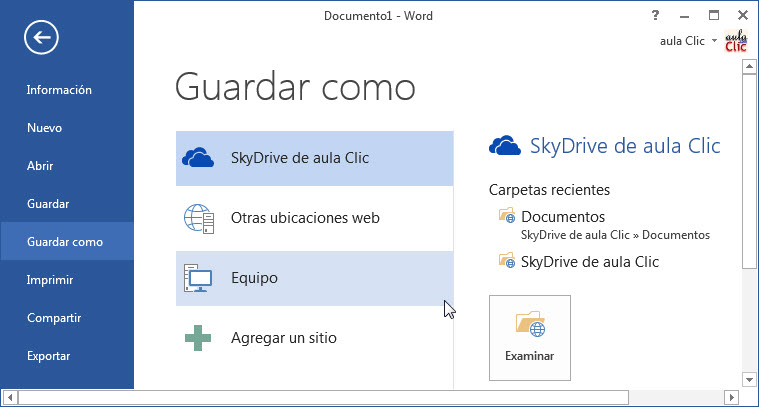 Guardar desde word en skydrive