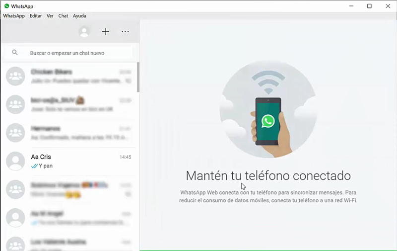 Pantalla inicial WhatsApp