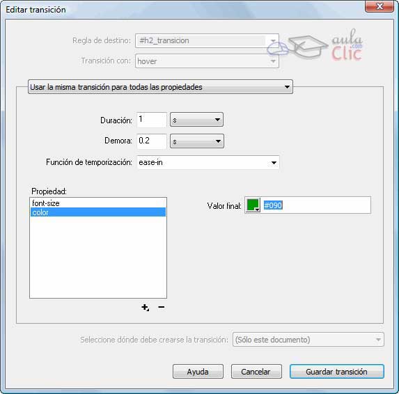 Editar transici&oacute;n