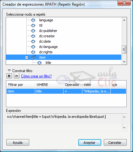 Repetir regi&oacute;n con filtro