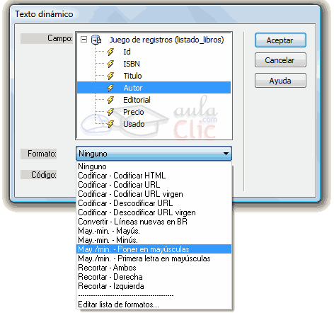 Texto din&aacute;mico