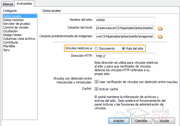 Opciones de Referencias en los vínculos