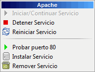 Opciones de Servicios de Wamp