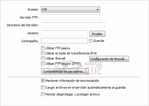 Opciones de servidor Remoto