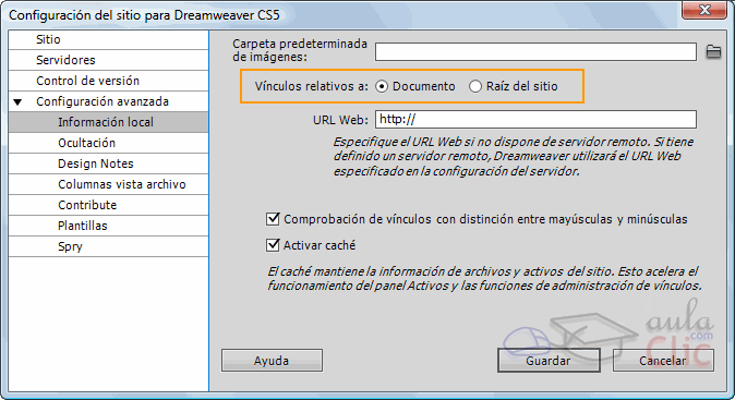 Opciones de Referencias en los v&iacute;nculos