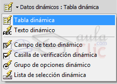 Tabla din&aacute;mica