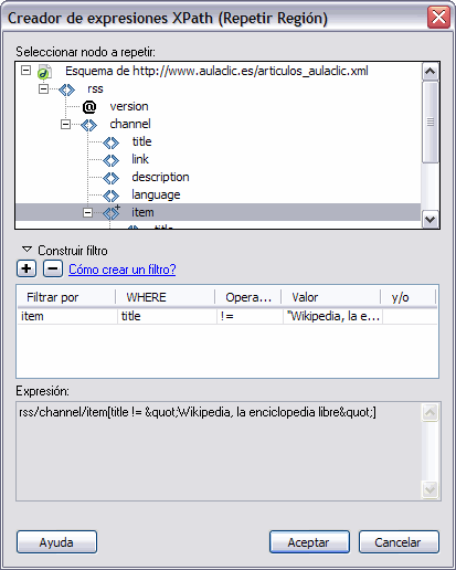 Repetir regi&oacute;n con filtro