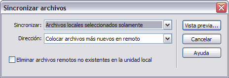 Cuadro de di&aacute;logo Sincronizar