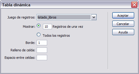 Tabla Din&aacute;mica