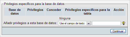 Privilegios espec&iacute;ficos en phpMyAdmin