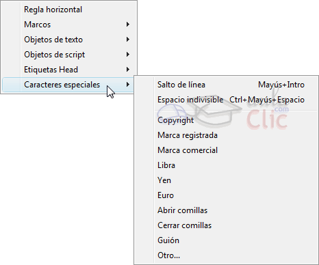 Car&aacute;cteres Especiales