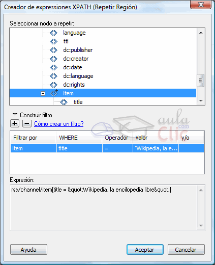 Repetir regi&oacute;n con filtro