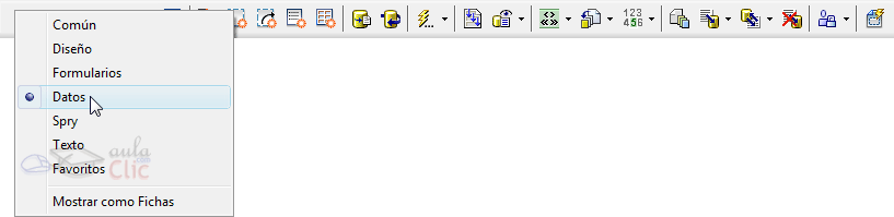 Barra Insertar como men&uacute;