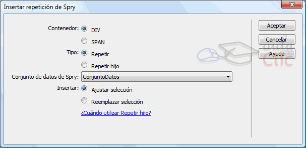 Repetici&oacute;n de Spry