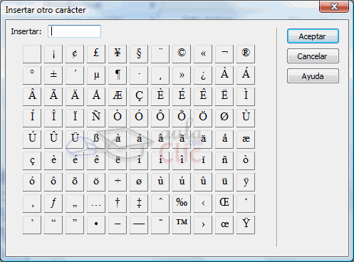 Ventana Introducci&oacute;n de Car&aacute;cteres