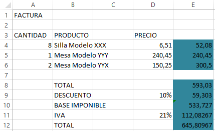 ejemplo factura muebles