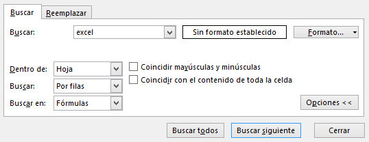 Buscar - Opciones