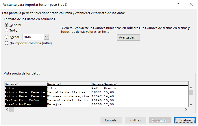 asistente importar datos