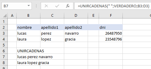 Funci&oacute;n Unircadenas