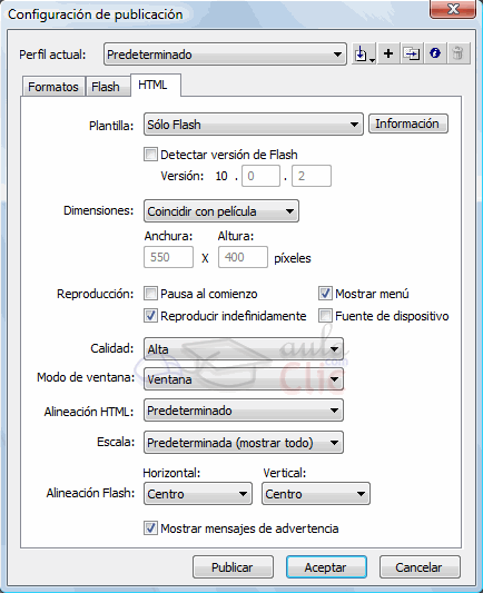 Configuraci&oacute;n de Publicaci&oacute;n