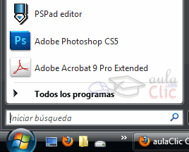 Acceder a Photoshop desde el menu Inicio