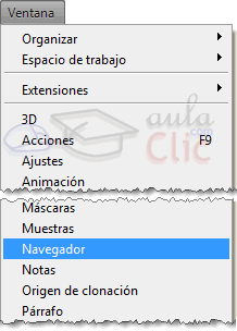 Navegador en el men&uacute; Ventana