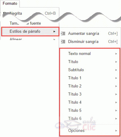 Estilos de p&aacute;rrafo