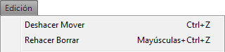 Men&uacute; Edici&oacute;n &rarr; Deshacer