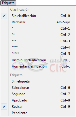 men&uacute; Etiqueta