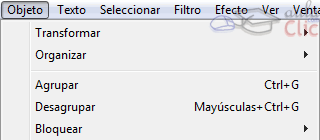 Men&uacute; Objeto --> Agrupar