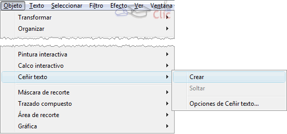 men&uacute; Objeto &rarr; Ce&ntilde;ir &rarr; Crear
