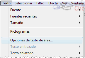 Texto &rarr; Opciones de texto de &aacute;rea...