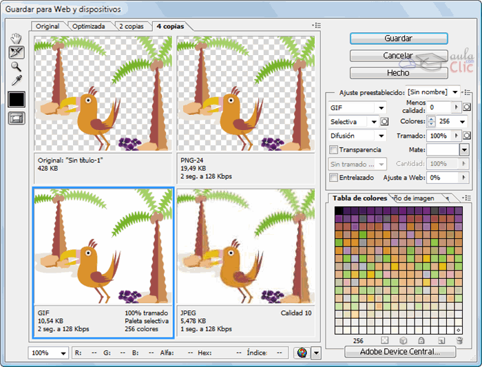 Guardar para Web y dispositivos
