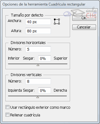 Ventana Opciones de cla cuadr&iacute;cula Rectangular