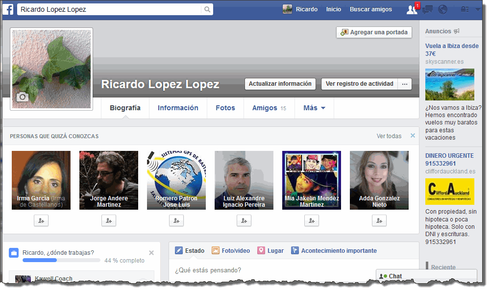 biograf&iacute;a Facebook