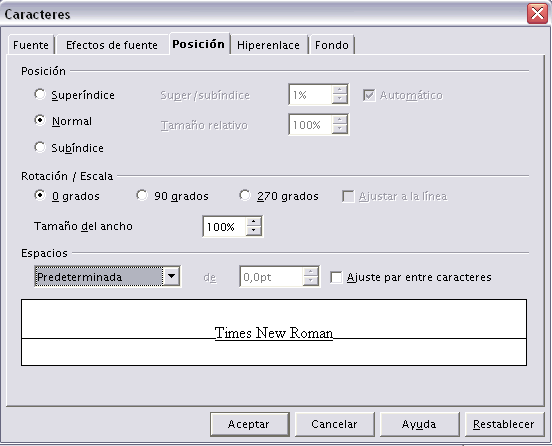 Espacio entre caracteres