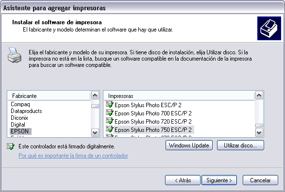 Asistente para agregar impresoras