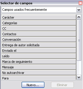 Selector de campos
